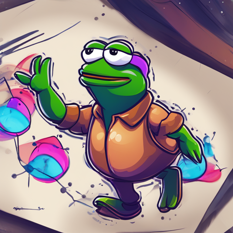 Graph showing PEPE’s increase in trading activity, hand-drawn digital illustration, Artstation HQ, digital art, abstract and dynamic