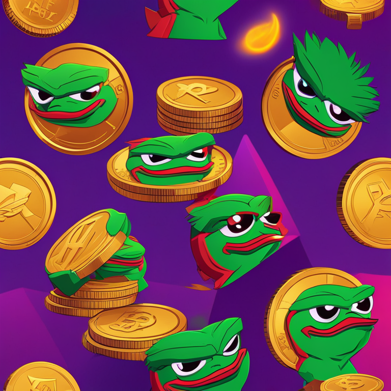 Digital illustration of Pepe meme coin's market activity, trending on Artstation, sleek design, vibrant colors