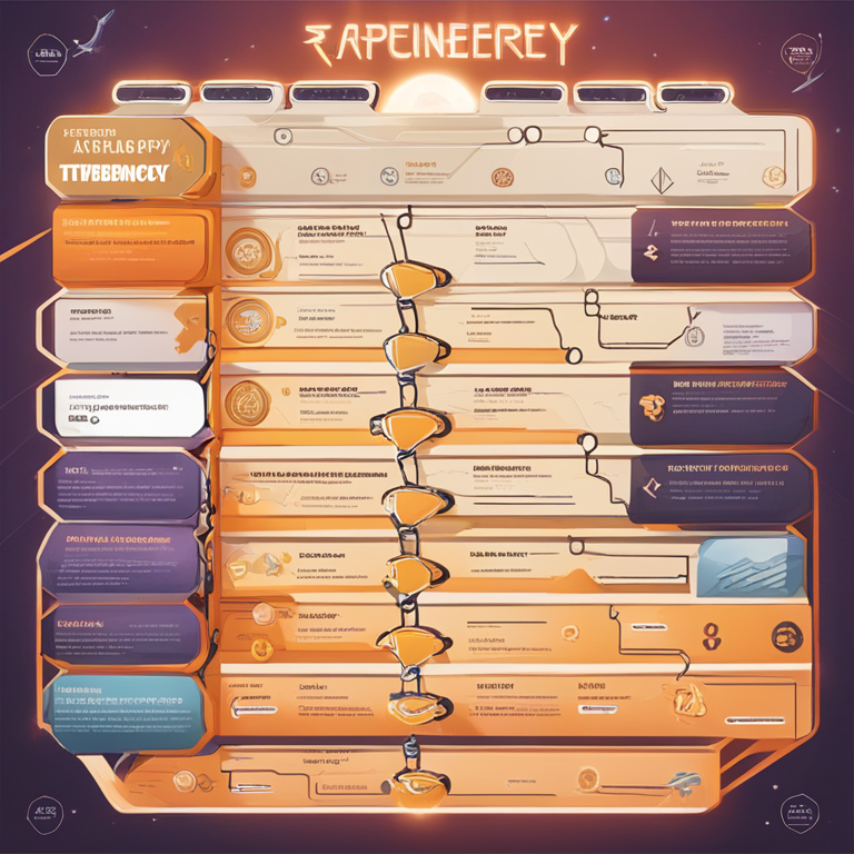 Hand-drawn digital illustration showcasing a roadmap timeline of cryptocurrency airdrop events with key dates and milestones, Artstation HQ, digital art