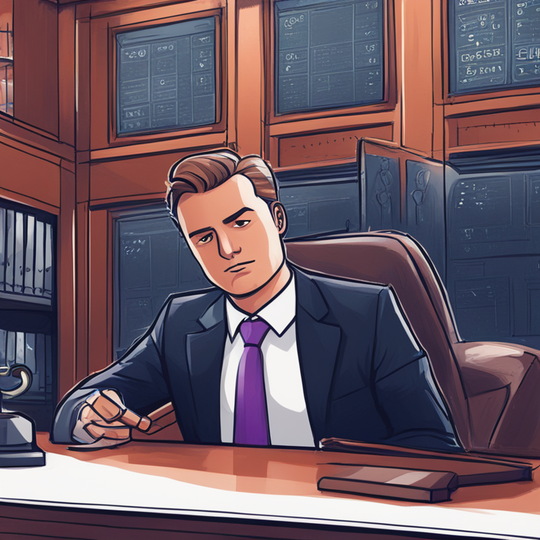 Stylized illustration of a troubled crypto firm being shut down by UK High Court, hand-drawn digital illustration, Artstation HQ, digital art