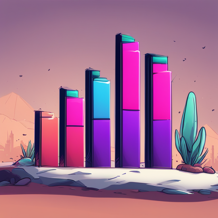 Hand-drawn digital illustration, Artstation HQ, digital art, bar chart comparing user counts between Arbitrum and Solana, vibrant colors, trending on Artstation