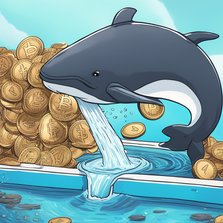 hand-drawn digital illustration of cryptocurrency whale diving into a pool of meme tokens, Artstation HQ, digital art