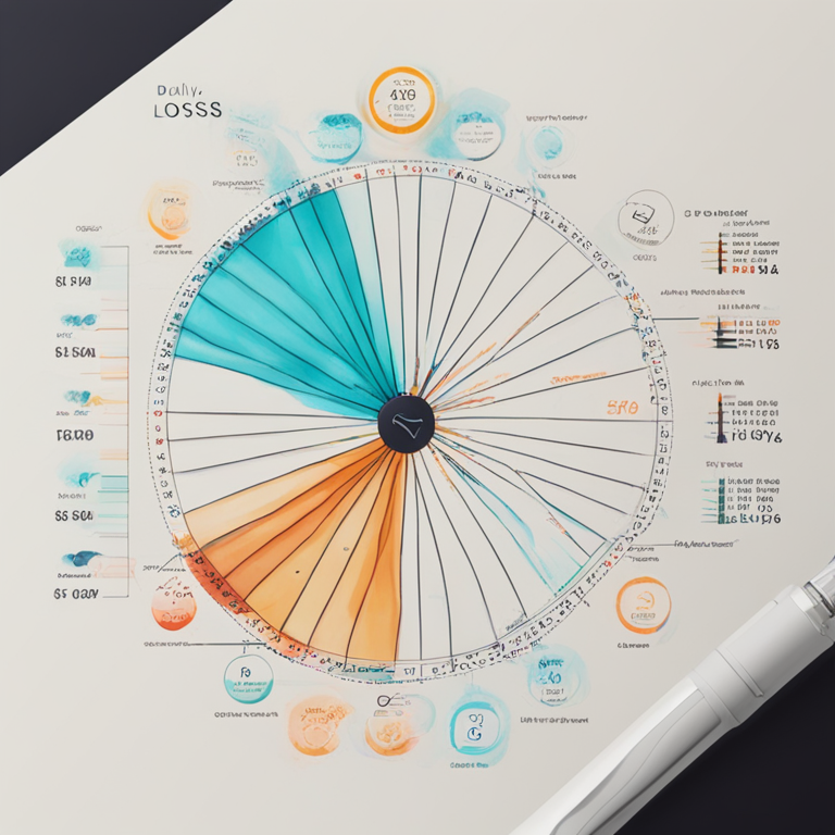 Visualization of Cardano ratio of daily transactions in profit to loss using blockchain analytics, hand-drawn digital illustration, Artstation HQ, digital art