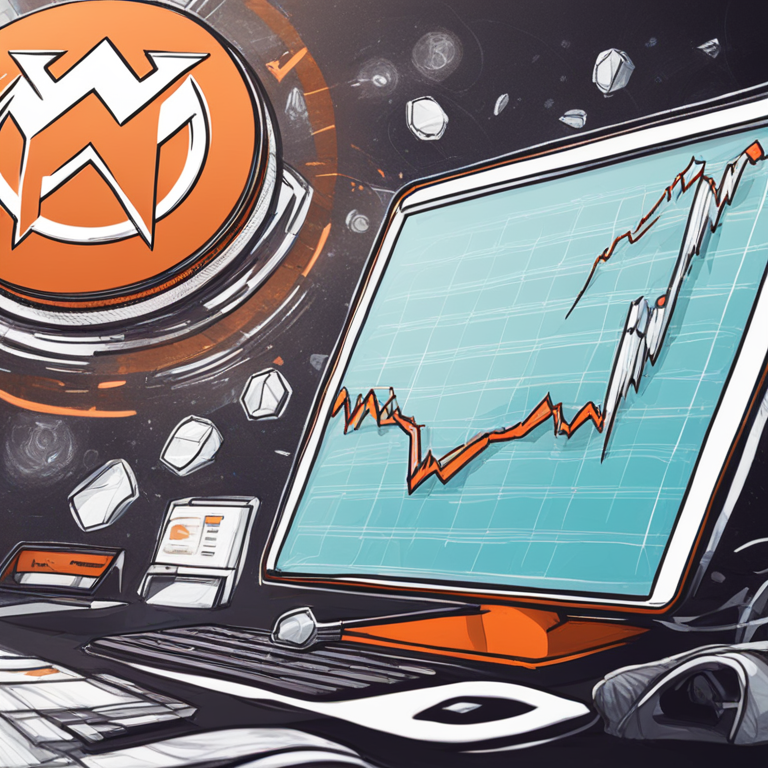 Hand-drawn digital illustration showing Monero price chart, bullish trend, Artstation HQ, digital art, futuristic design