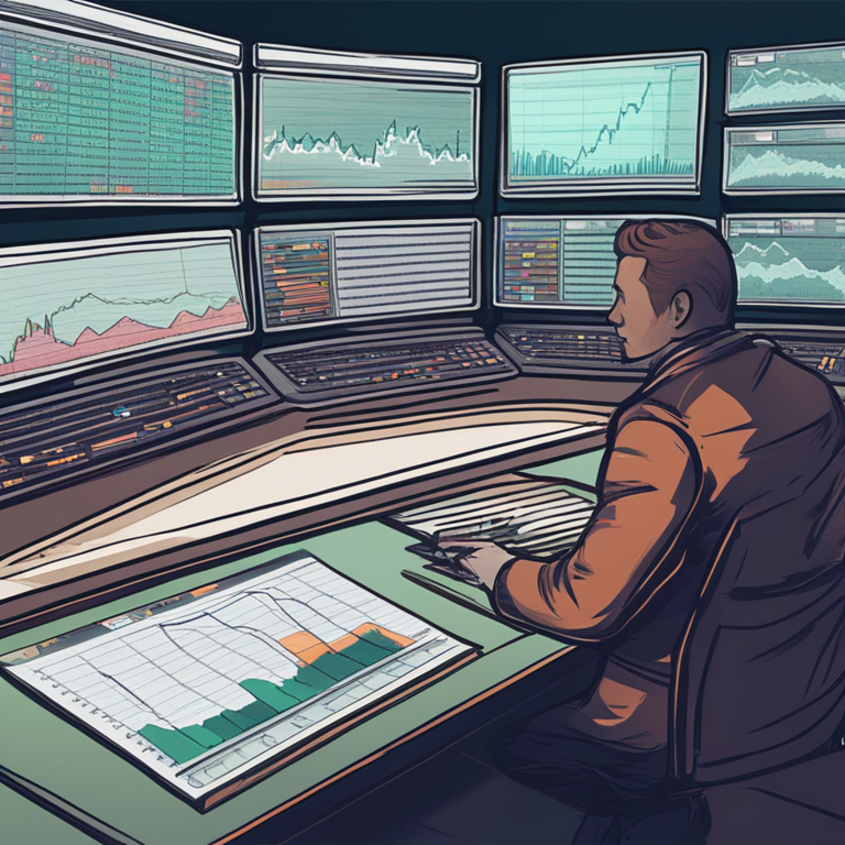 Hand-drawn digital illustration showing a fluctuating graph representation of Terra Classic (LUNC) price analysis, with a futuristic crypto market background, Artstation HQ, digital art