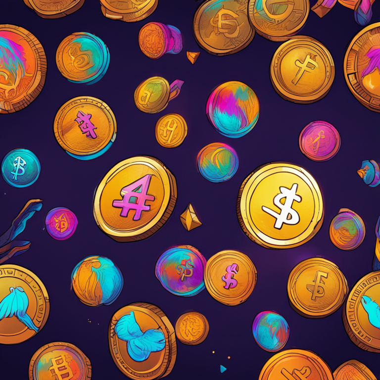 hand-drawn digital illustration of Fetch.ai coin with a descending trend, Artstation HQ, digital art, representing potential price drop, detailed, vibrant colors, trending on Artstation