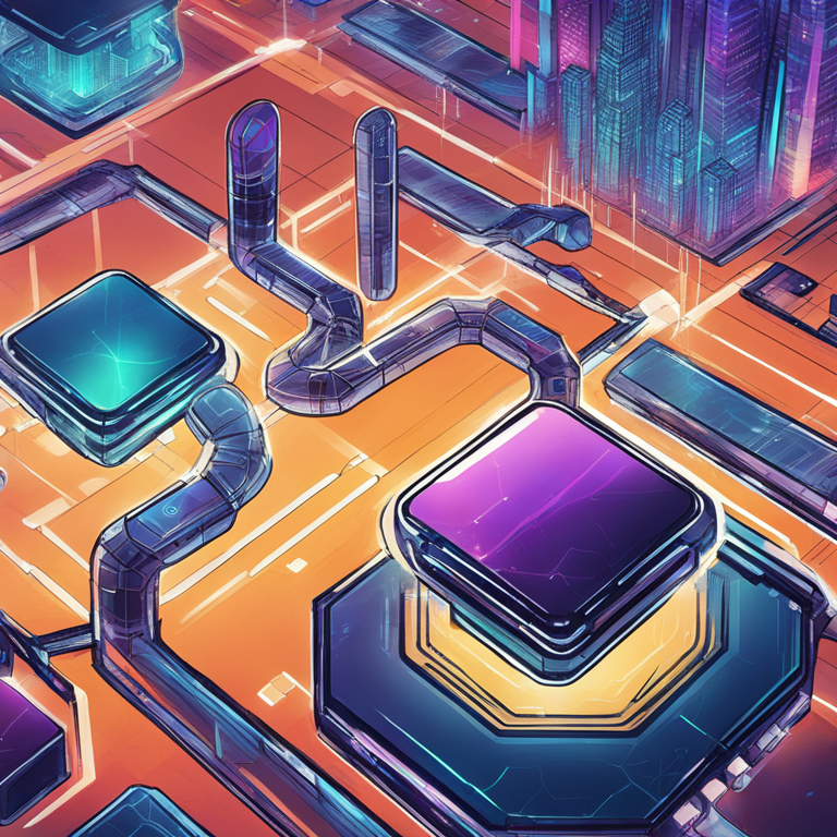 hand-drawn digital illustration of blockchain horizontal scaling dynamics, showcasing futuristic tech with a sleek design, digital art, Artstation HQ