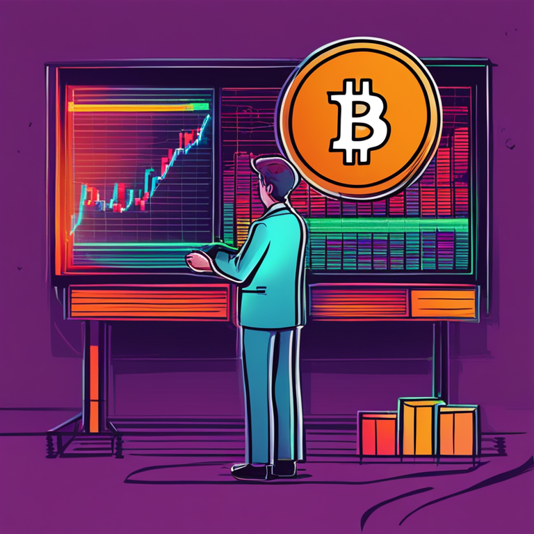 Hand-drawn digital illustration of an analyst predicting Bitcoin prices based on US CPI data. Artstation HQ, digital art, vibrant colors, financial analysis, modern setting, trending on Artstation.