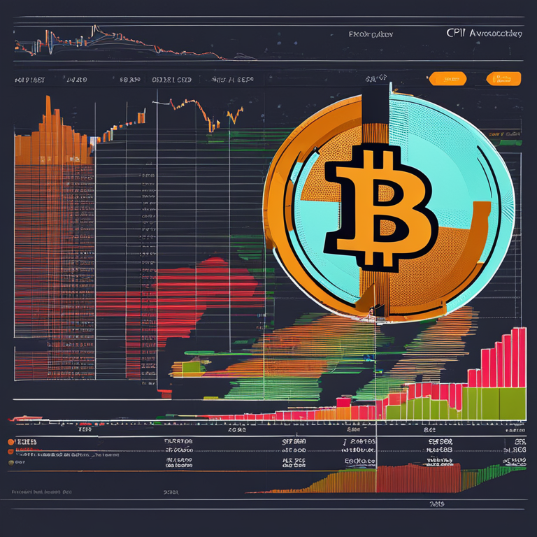 hand-drawn digital illustration of CPI data analysis impacting Bitcoin markets, Artstation HQ, digital art