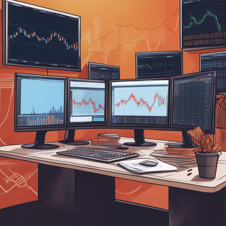 hand-drawn digital illustration, Artstation HQ, digital art, Bitcoin price fluctuations influenced by economic indicators, stock market charts in the background, trending on magazine publications