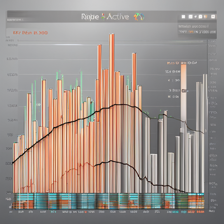 Graph showing the declining active addresses of Ripple (XRP), hand-drawn digital illustration, Artstation HQ, digital art