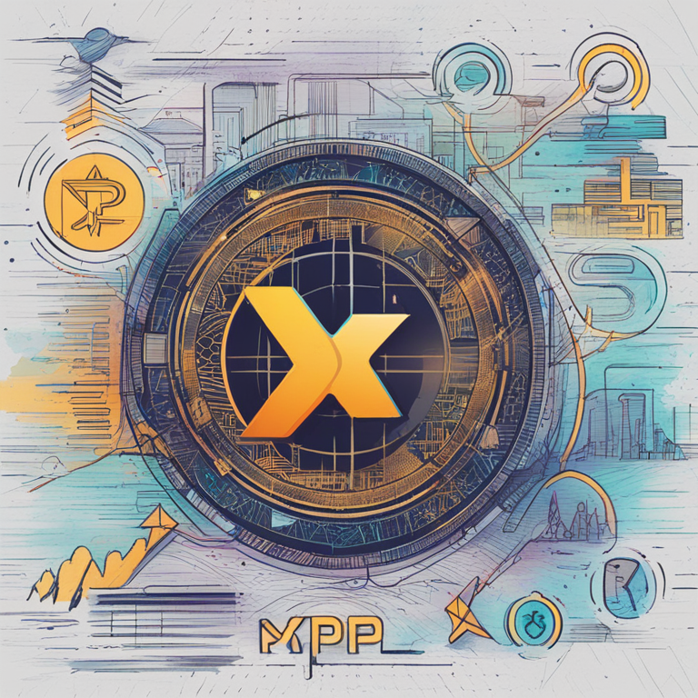 hand-drawn digital illustration, Artstation HQ, digital art of digital representation of XRP token with active network addresses, connections, and crypto-themed elements, vibrant and trendy magazine style