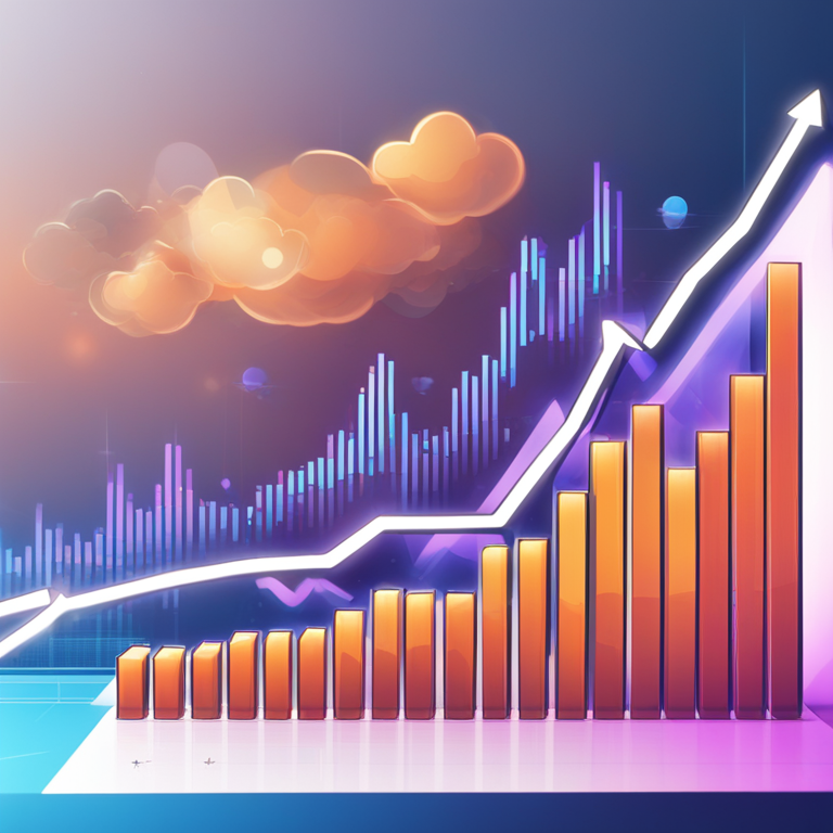 Illustration of a sleek upward trend graph showing $TON outperforming Bitcoin and other cryptocurrencies, digital art, Artstation HQ