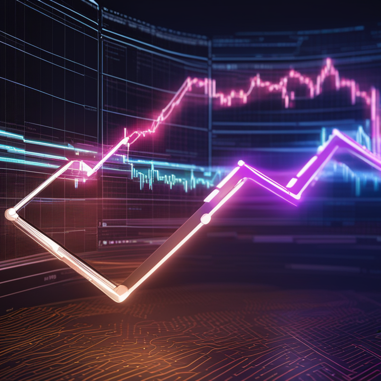 a sleek, ultra-thin, high-resolution monitor displaying $TON's growth trajectory, high-tech, digital illustration, trending on Artstation, modern finance visualization, booming stock trends, minimalistic design