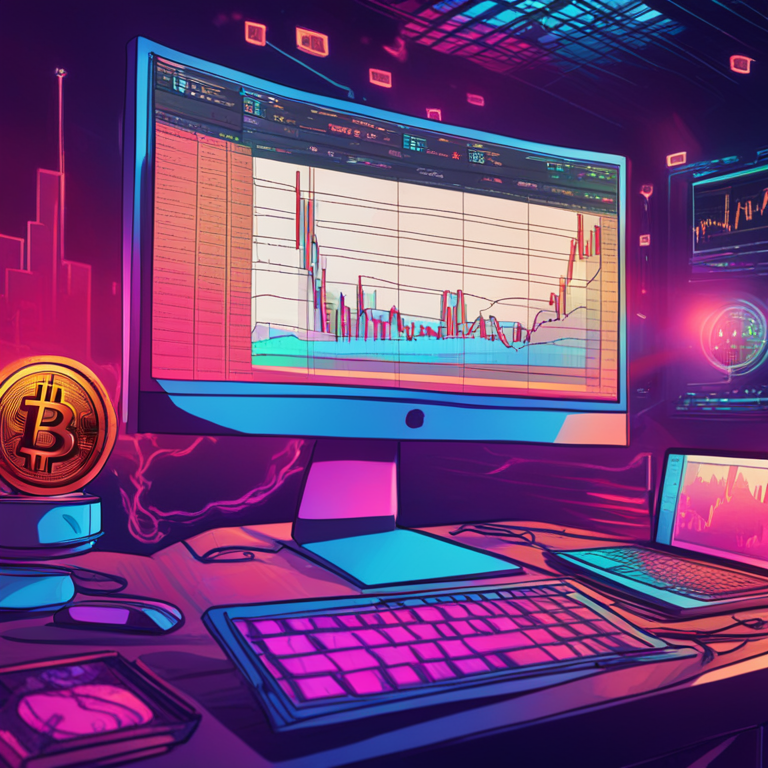 hand-drawn digital illustration, Artstation HQ, digital art, depicting a rising stock market chart with $TON symbol soaring above Bitcoin and other cryptocurrencies, vibrant colors, modern, trending on Artstation, dynamic and contrasting lighting, digital art