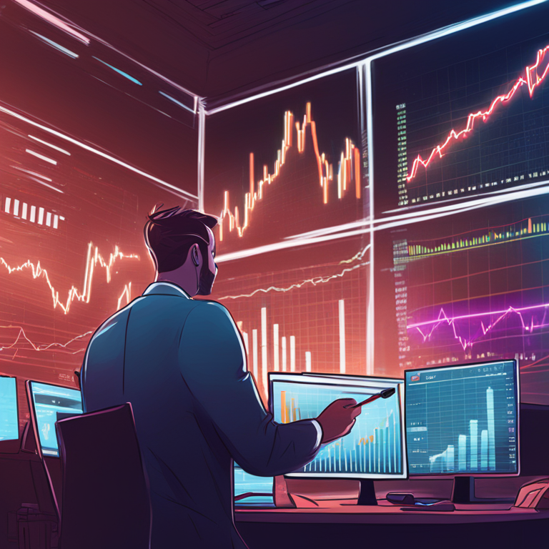 hand-drawn digital illustration of financial market fluctuations, Artstation HQ, digital art, dynamic and lively financial market scene, trending market movements