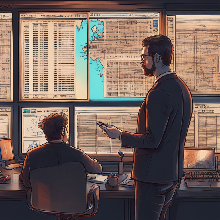 hand-drawn digital illustration, Artstation HQ, various states and major banks contemplating Bitcoin ETF investments, digital art