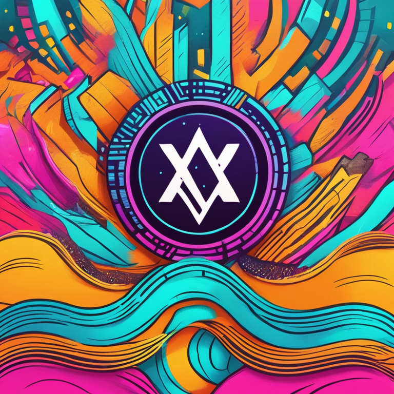 hand-drawn digital illustration, Artstation HQ, digital art, abstract representation of cryptocurrency market trends with XRP logo moving upwards, vibrant colors, modern style, trending on Artstation