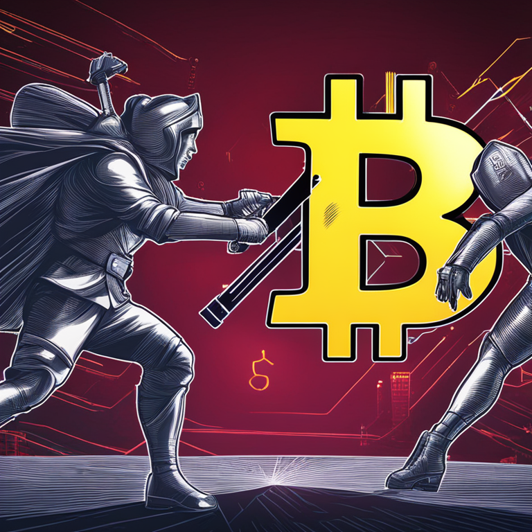 Bitcoin exchange battle illustrated, depicting digital art with Binance and Coinbase logos