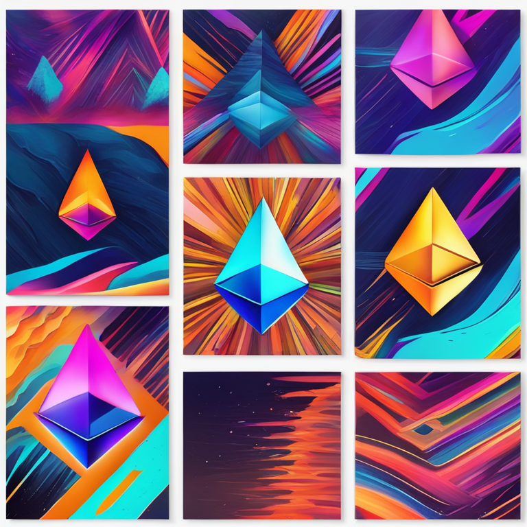 Abstract digital art showing Ethereum symbol soaring upwards with vibrant colors, hand-drawn digital illustration, Artstation HQ, digital art