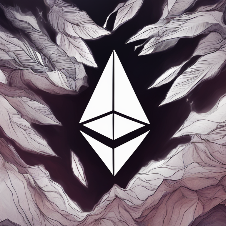 Abstract digital art showing declined Ethereum symbol with dramatic fall, hand-drawn digital illustration, Artstation HQ, digital art