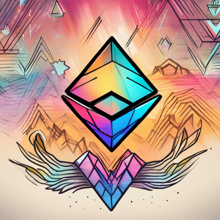 Ethereum cryptocurrency price chart, hand-drawn digital illustration, Artstation HQ, digital art, showing a potential upward trend, colorful and vibrant