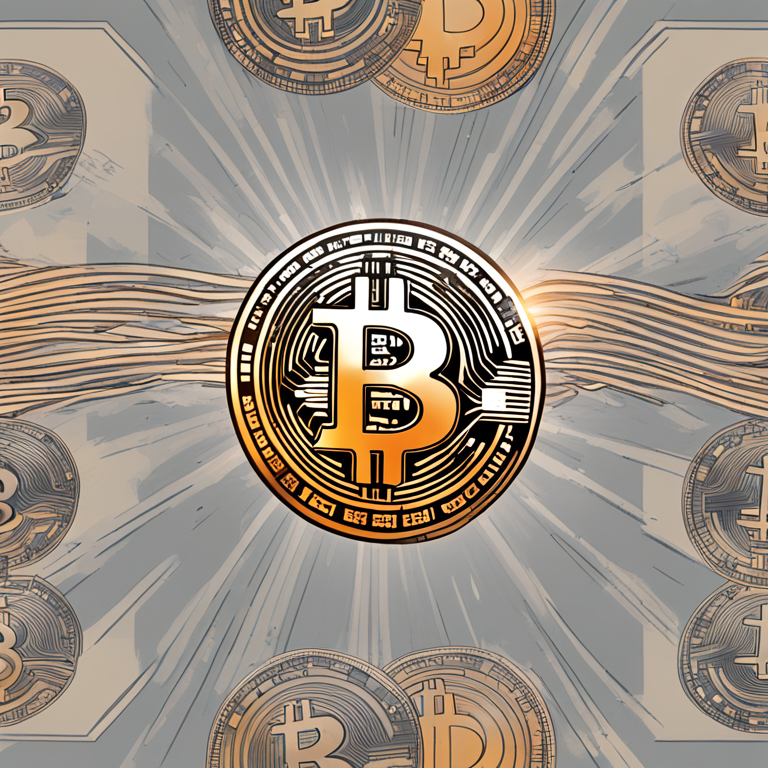 A sleek hand-drawn digital illustration of Bitcoin symbols hovering over a financial chart, Artstation HQ, digital art