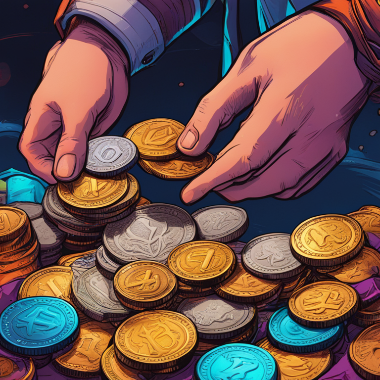 Detailed digital illustration of coins being swapped seamlessly, hand-drawn, Artstation HQ, vivid colors, digital art emphasizing smooth transition in trading platforms