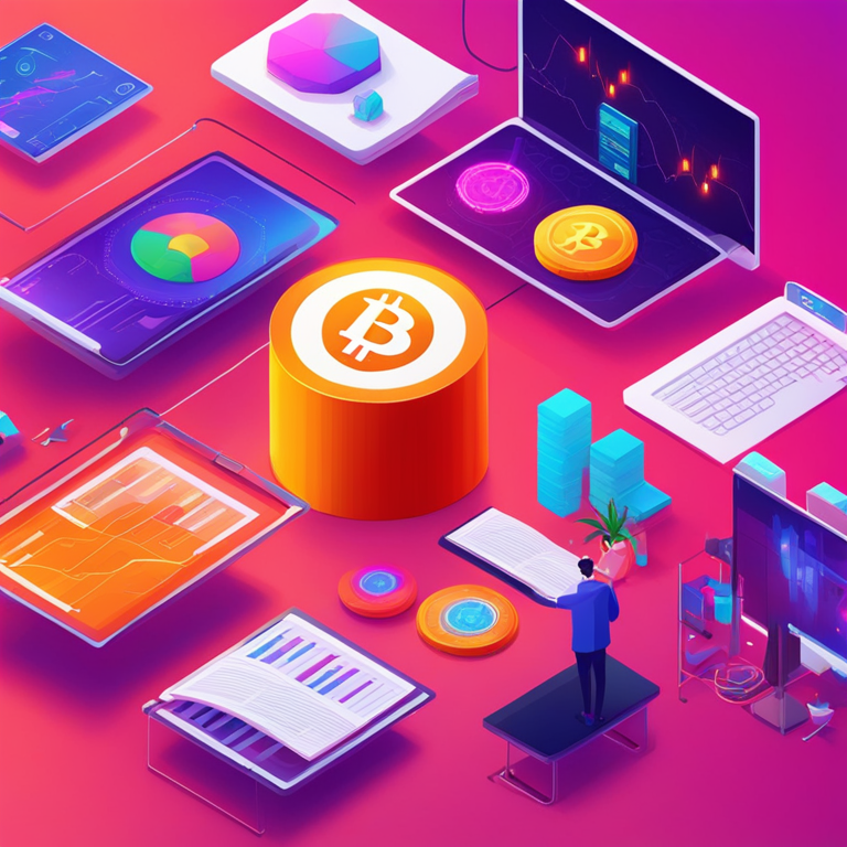 digital illustration of educational modules in vibrant colors, multiple cryptocurrencies being taught, sleek and modern design, digital art, trending on Artstation