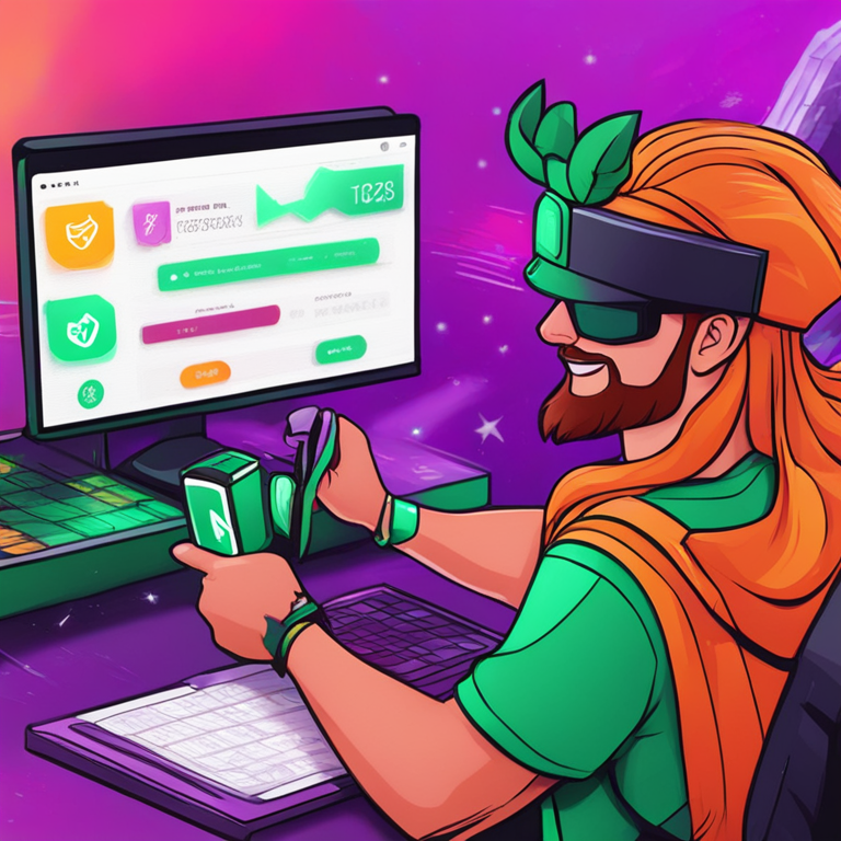 Hand-drawn digital illustration of Robinhood's crypto staking announcement, Artstation HQ, digital art, bright colors, modern interface, European clients using app