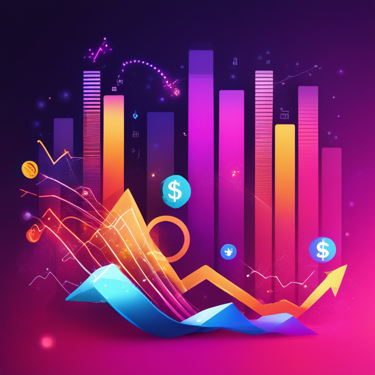 an accelerating and vibrant financial trend represented by an upward graph, surrounded by digital icons, hand-drawn digital illustration, Artstation HQ, digital art