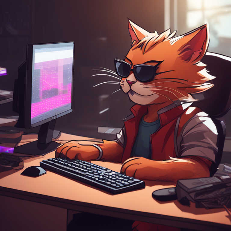 digital illustration, Artstation HQ, digital art, Keith Gill aka Roaring Kitty sitting at a computer, trending on Artstation, financial chaos in background