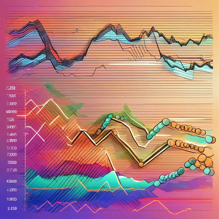 hand-drawn digital illustration of dynamic cryptocurrency trading chart, fluctuating lines, modern, colorful, futuristic design, by Artstation HQ artists