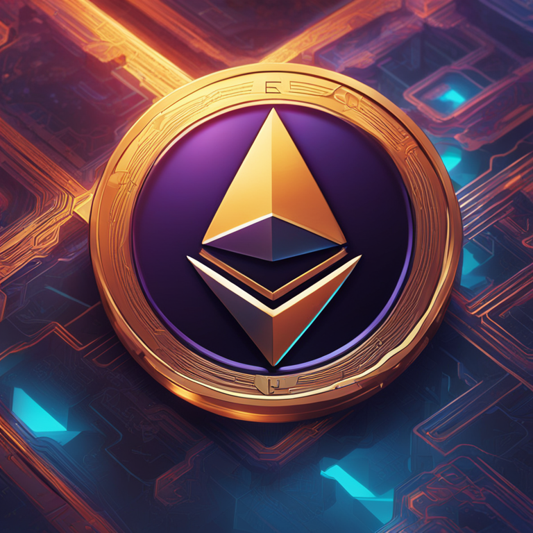 a detailed illustration of Ethereum coin stacked, trending on Artstation, vibrant colors, futuristic digital art, blockchain elements, by Stanley Artgerm Lau and Peter Mohrbacher