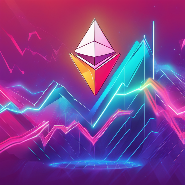 hand-drawn digital illustration of Ethereum price fluctuations, Artstation HQ, digital art, abstract, futuristic crypto charts, vibrant colors, dynamic market trends, high-tech