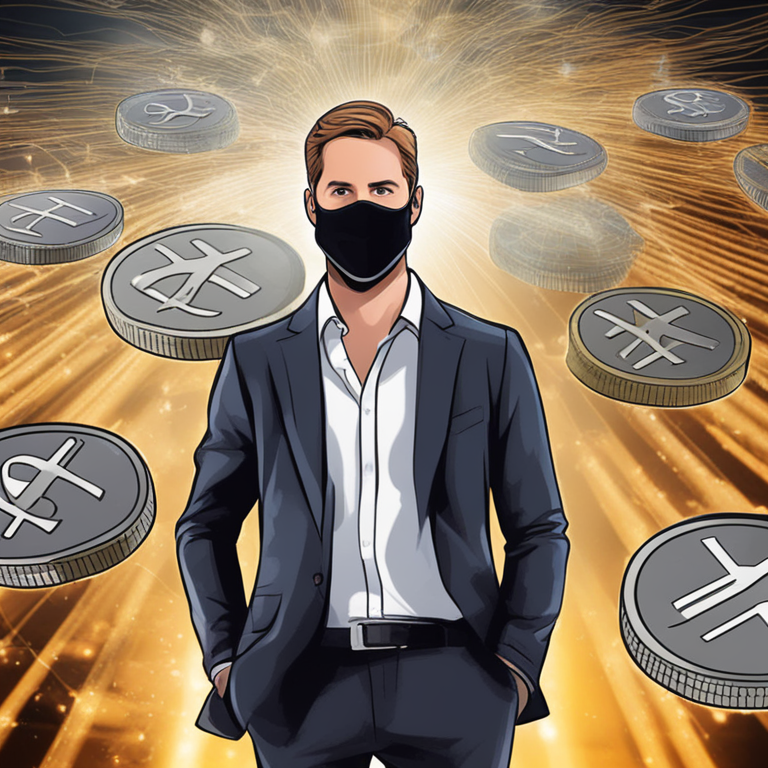 Illustrative image featuring a confident XRP investor against a backdrop of digital currencies