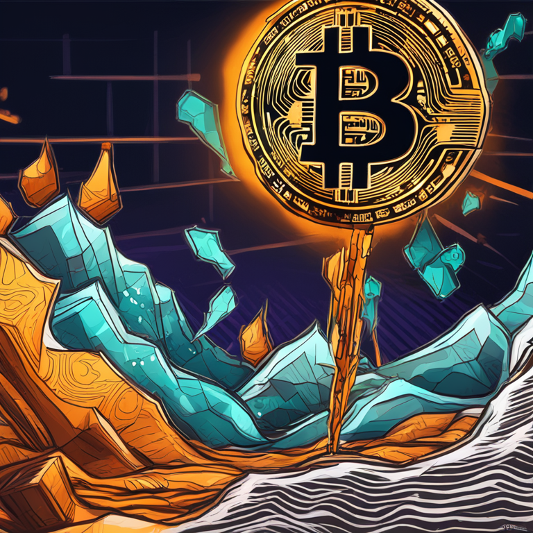 hand-drawn digital illustration, Artstation HQ, digital art, showing the volatile price movements of Bitcoin in a vibrant and dynamic style