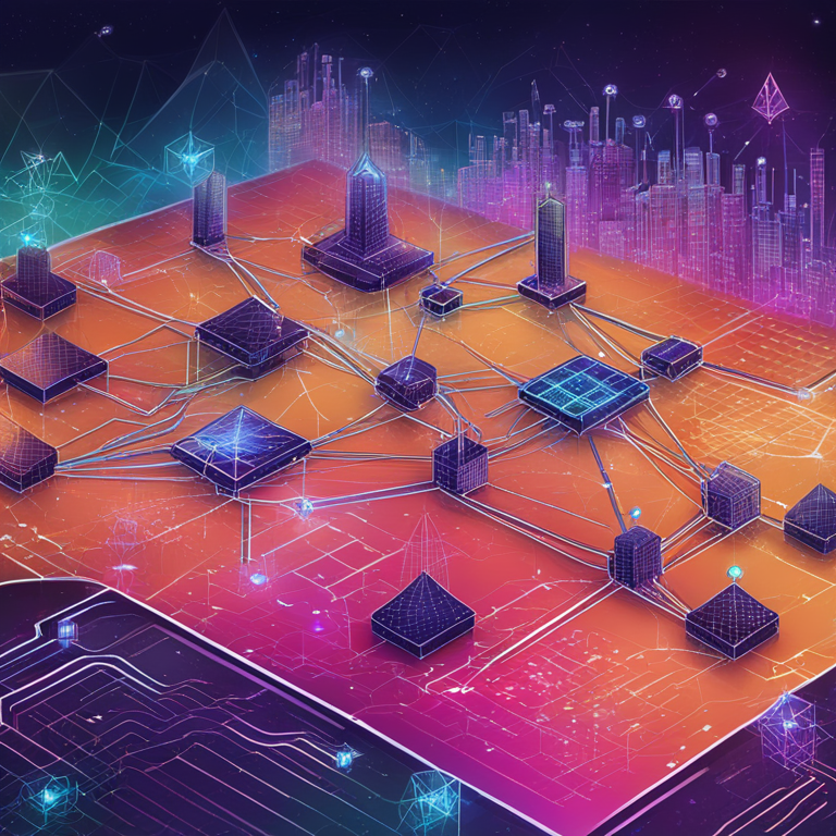 Hand-drawn digital illustration depicting Solana and Ethereum networks with complex data graphs and blockchain nodes, vibrant and detailed digital art, trending on Artstation HQ