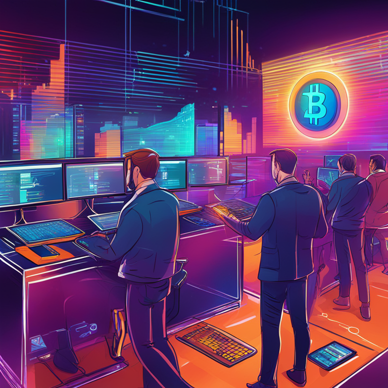 hand-drawn digital illustration depicting cryptocurrency exchange, digital art, Artstation HQ, vibrant colors, abstract representation of trading pairs, high-tech, sleek design