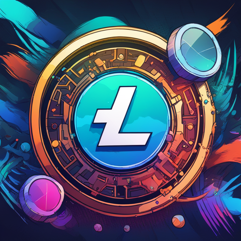 hand-drawn digital illustration, Artstation HQ, digital art, Litecoin price prediction, dynamic price chart, financial analysis, cryptocurrency market trends, vibrant colors, modern, abstract illustration