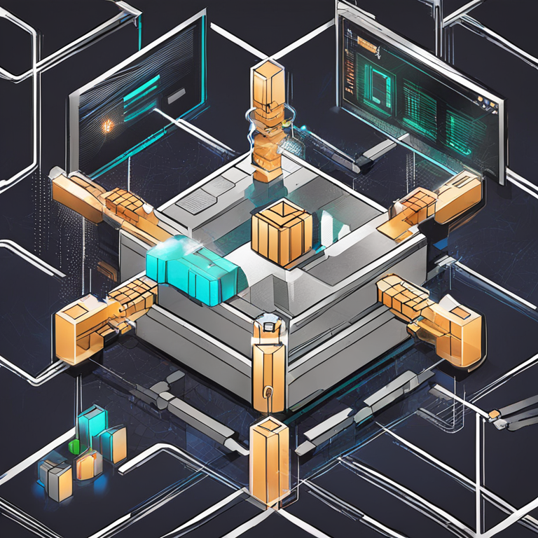 Hand-drawn digital illustration of blockchain network integration, Artstation HQ, digital art