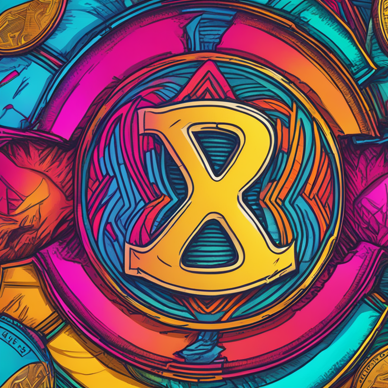 Hand-drawn digital illustration of XRP coin evolving in banking transactions, vividly colorful, Artstation HQ, digital art