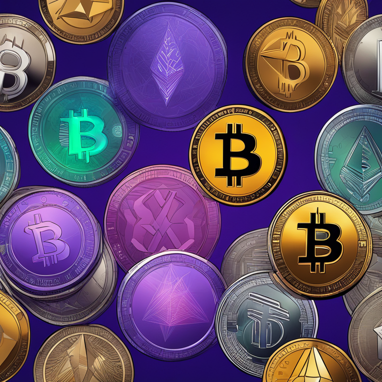 digital illustration of multiple cryptocurrencies with an iris-scanning token, hand-drawn digital illustration, Artstation HQ, digital art