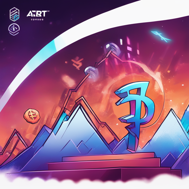 A hand-drawn digital illustration showcasing the spectacular surge of ABT token, with visuals featuring an upward graph and digital currency icons, Artstation HQ, digital art