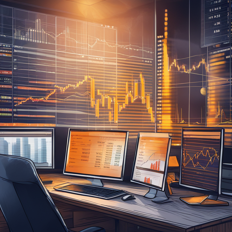 hand-drawn digital illustration depicting economic data indicators with Bitcoin, Artstation HQ, digital art