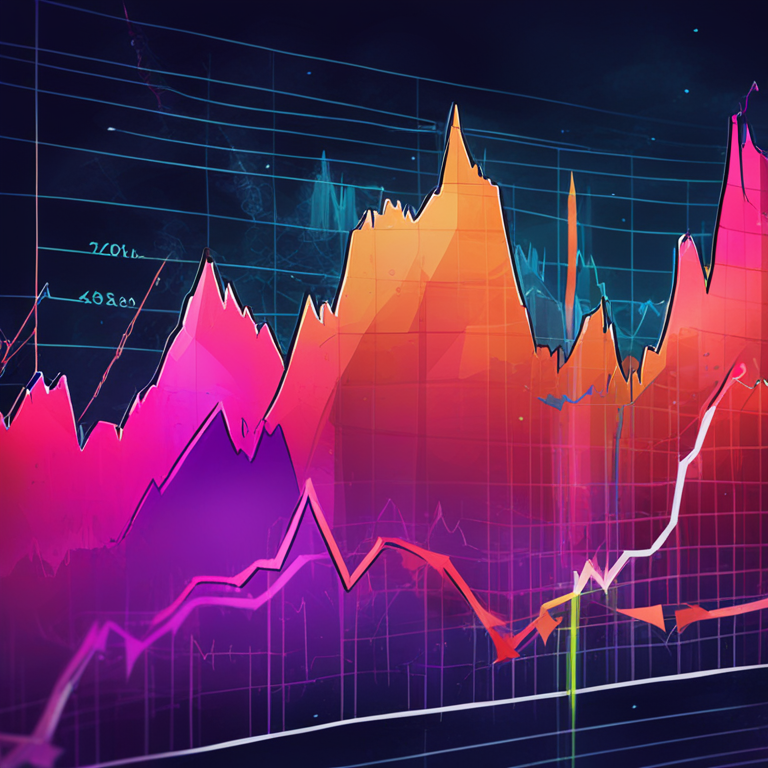 hand-drawn digital illustration of a declining stock graph, Artstation HQ, digital art, Ethereum depicting a bearish trend, vibrant yet somber colors, detailed indicators and numbers, slick modern design, financial market theme