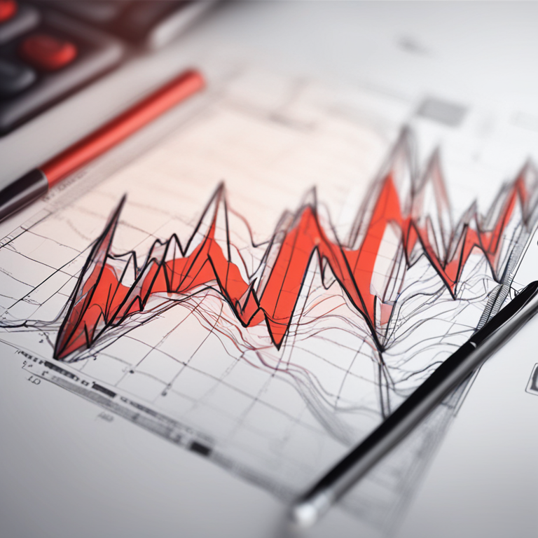 Hand-drawn digital illustration depicting a fluctuating Ethereum chart, digital art, Artstation HQ