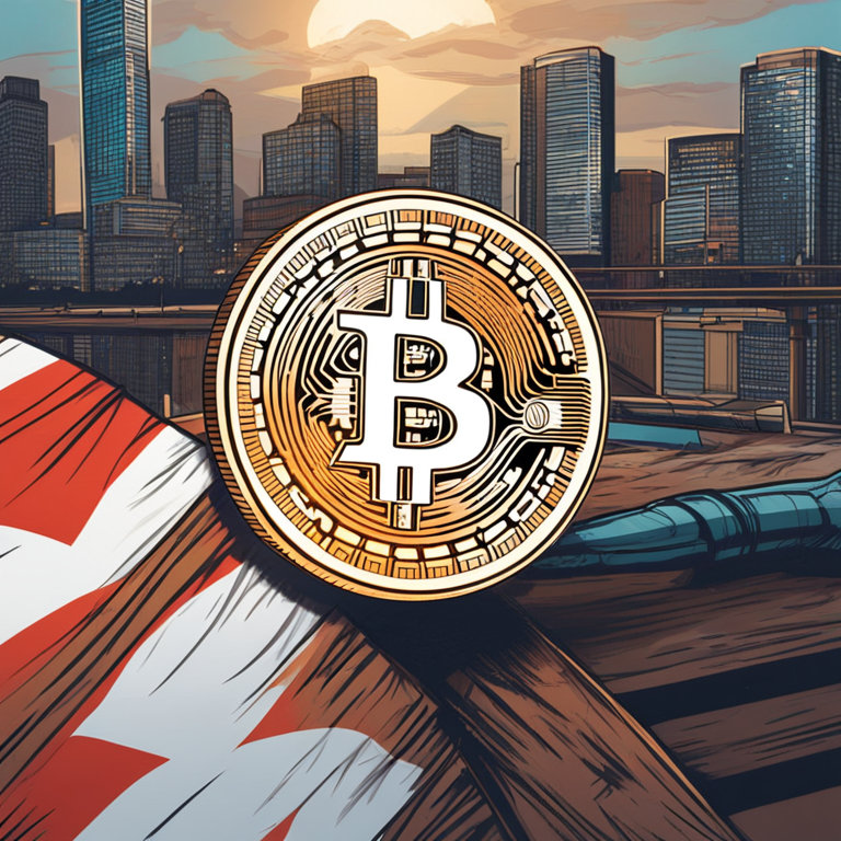 a bitcoin coin spinning in a light wind against a backdrop of Canadian icons, hand-drawn digital illustration, Artstation HQ, digital art