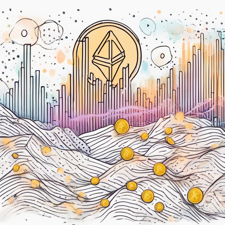 Abstract hand-drawn digital illustration of Polkadot cryptocurrency price trend analysis showing market metrics and trend predictions