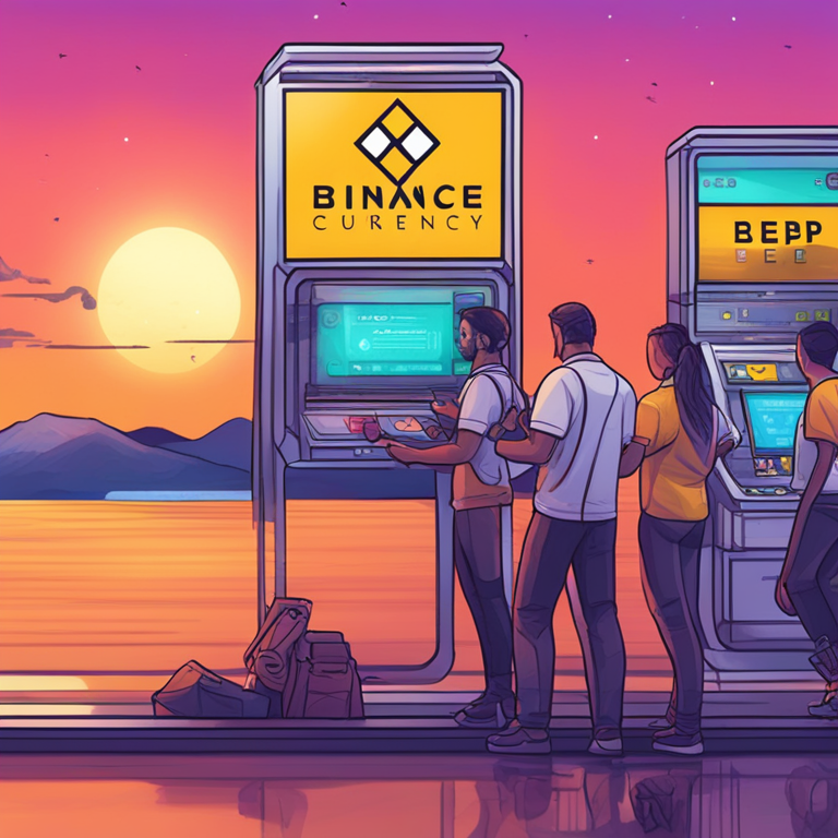 hand-drawn digital illustration depicting Binance users transferring their BEP2 tokens before sunset date, futuristic currency exchange interface, seamless user experience, Artstation HQ, digital art